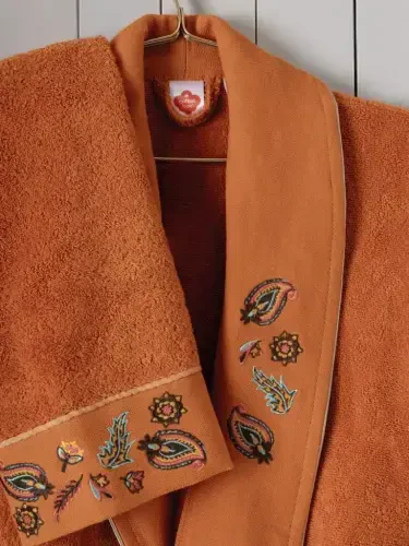 Cotton Box Folk Art Семейный набор халатов Dalila Cinnamon-Anthracite - 3