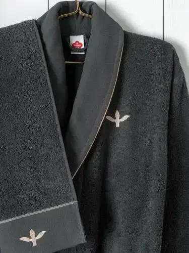 Cotton Box Folk Art Семейный Набор Халатов Yamka Бежевый-Антрацит - NEVRESIMDUNYASI (1)