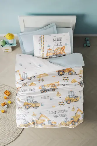 Cotton Box Genç Ranforce Nevresim Takımı Tek Kişilik Buildo Mavi - 1
