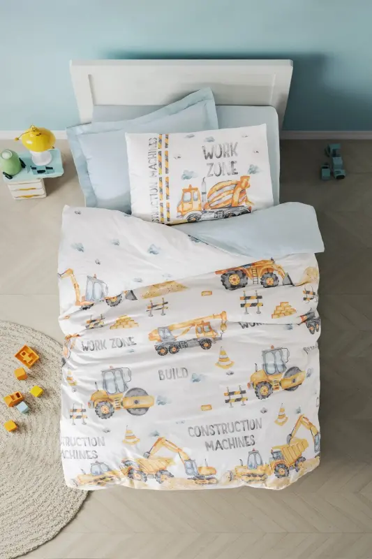 Cotton Box Genç Ranforce Nevresim Takımı Tek Kişilik Buildo Mavi - 1