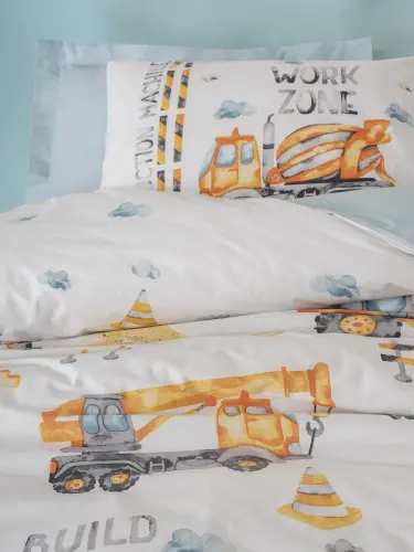 Cotton Box Genç Ranforce Nevresim Takımı Tek Kişilik Buildo Mavi - NEVRESIMDUNYASI (1)