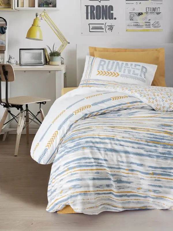 Cotton Box Genç Ranforce Nevresim Takımı Tek Kişilik Dashon Sarı - NEVRESIMDUNYASI