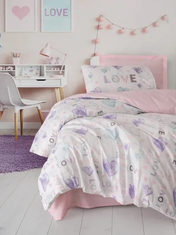 Cotton Box Genç Ranforce Nevresim Takımı Tek Kişilik Lovella Pembe - 1
