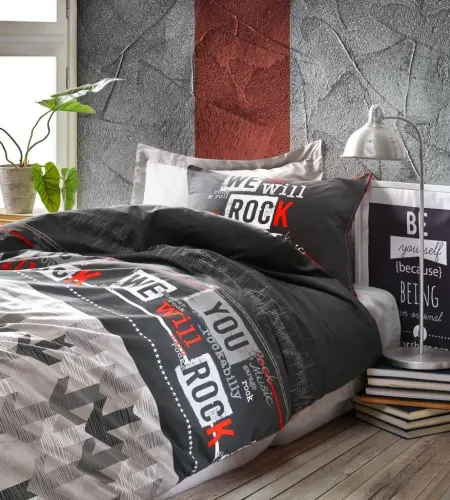 Cotton Box Genç Ranforce Nevresim Takımı Tek Kişilik Rock Kırmızı - NEVRESIMDUNYASI (1)