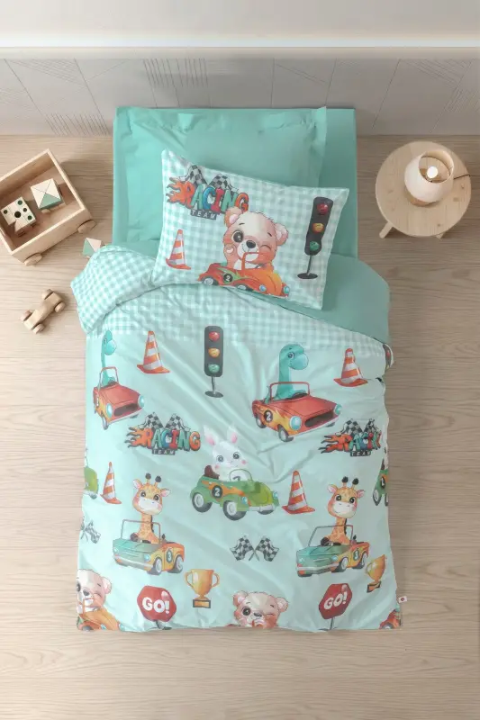 Cotton Box Genç Ranforce Nevresim Takımı Tek Kişilik Vroom Mint - 1