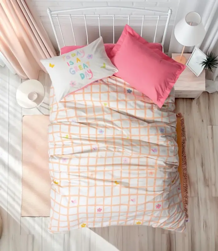 Cotton Box Genç Ranforce Постельное Белье Для Подростков Односпальный Журс Розовый - 1