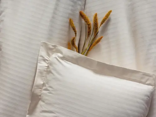 Cotton Box Juft kishilik Saten Nevresim Takımı Elegante Stripe Ekru - 1