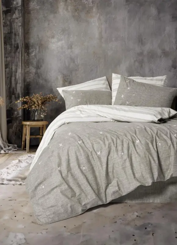 Cotton Box Klein Embroidered Double Bedspread Set Moke Brown - 3