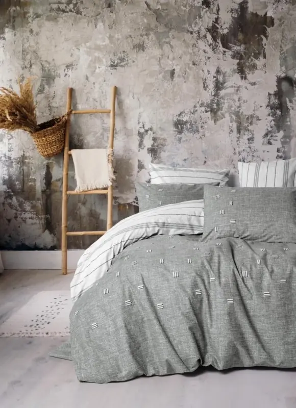 Cotton Box Klein Embroidered Double Duvet Cover Set Patara Grey - 2