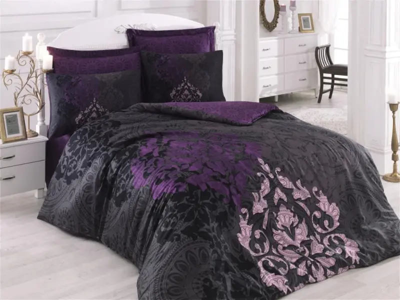 Cotton Box Leylazar Mürdüm Saten Nevresim Takımı Çift Kişilik - 1