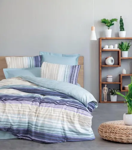 Cotton Box Line Double Bed Sheet Set Fonte Mint - 1