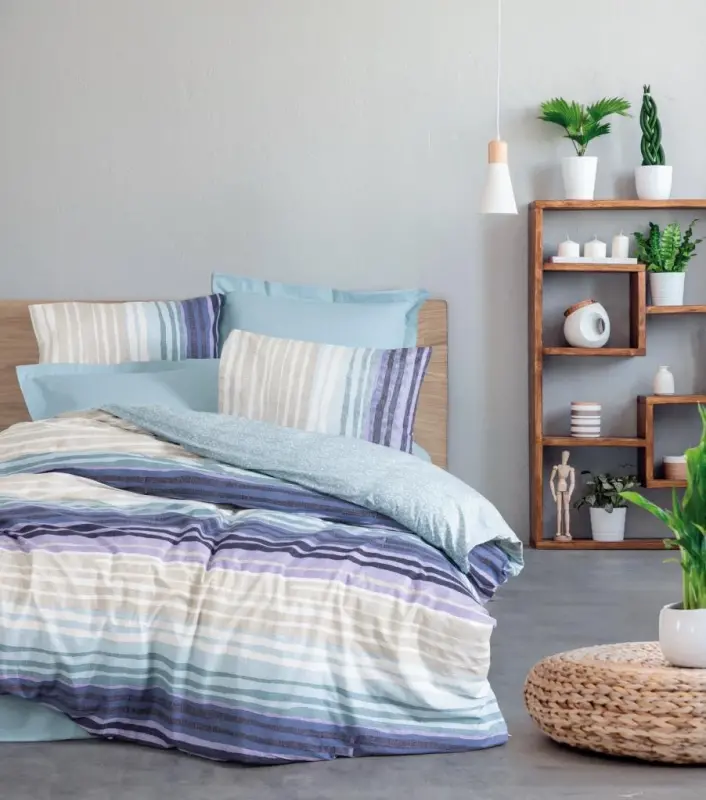 Cotton Box Line Double Bed Sheet Set Fonte Mint - 1