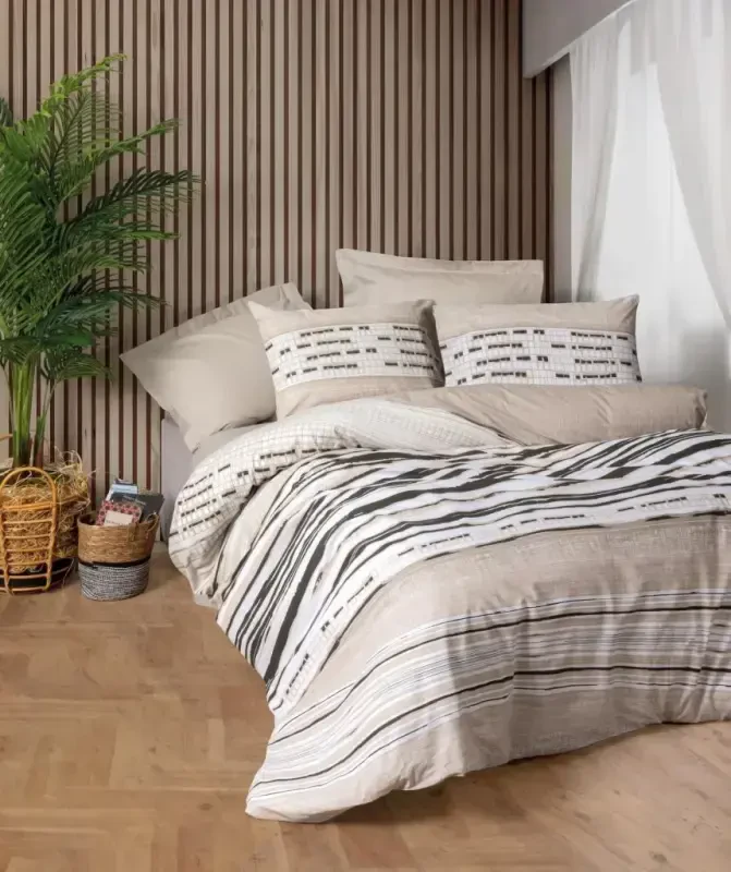 Cotton Box Line Ikki Kishilik Choyshab To'plami Perry Bej - NEVRESIMDUNYASI