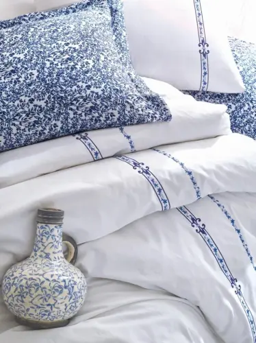 Cotton Box Majestic Series Double Bed Linen Set Delmor Navy - NEVRESIMDUNYASI (1)