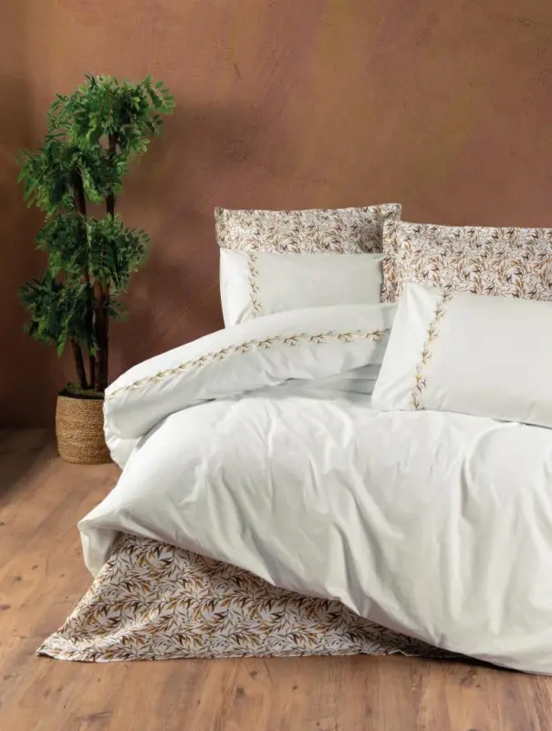 Cotton Box Majestic Series Double Bed Linen Set, Polite Cinnamon - NEVRESIMDUNYASI