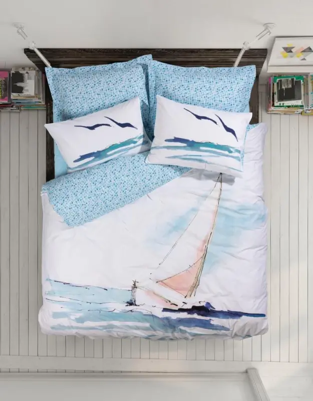 Cotton Box Maritime Двойной комплект пастельного белья Sail Синий - 1