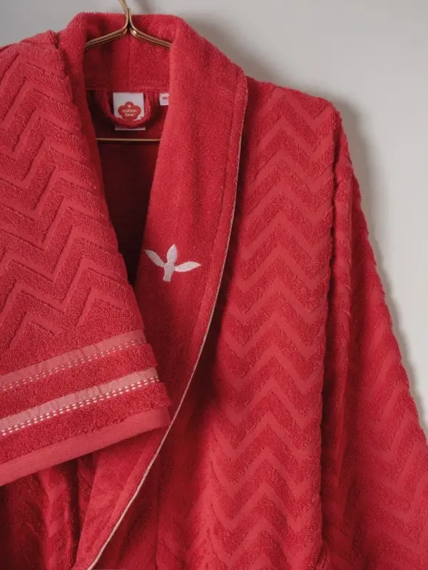 Cotton Box Masculine Family Bathrobe Set Abel Red-Navy Blue - 2