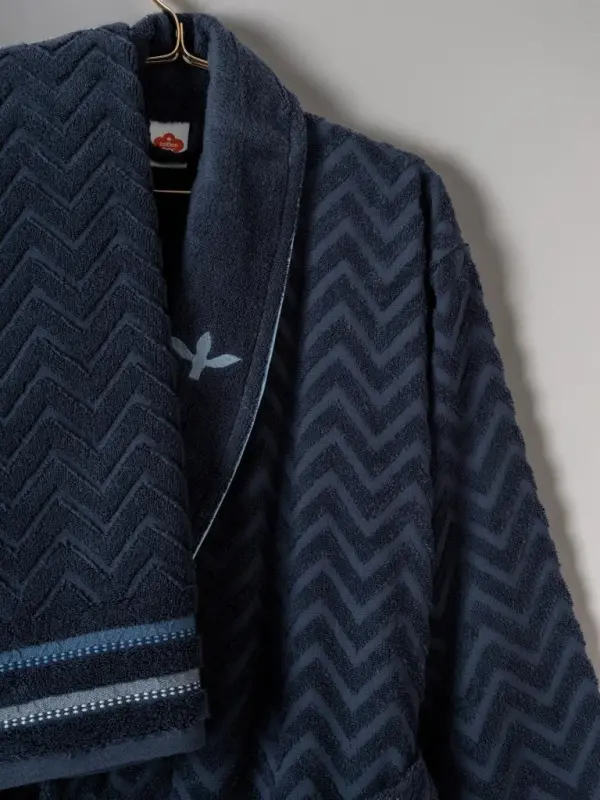 Cotton Box Masculine Family Bathrobe Set Abel Red-Navy Blue - 3