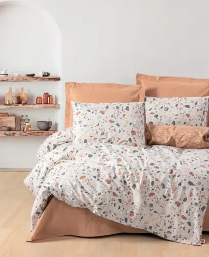 Cotton Box Minimal Çift Kişilik Nevresim Takımı Oniks Karamel - 1