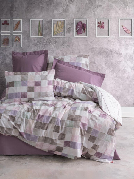 Cotton Box Minimal Double Bed Linen Set Maroon Rose - 11