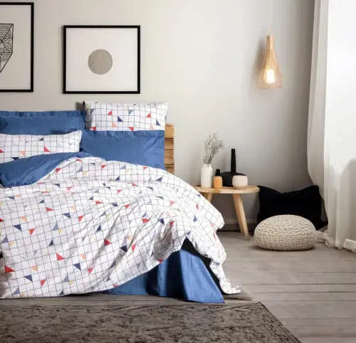 Cotton Box Minimal Double Bedspread Stew Blue - 1