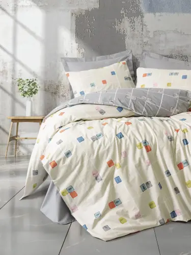 Cotton Box Minimal Single Duvet Cover Set Evo Gray - 1