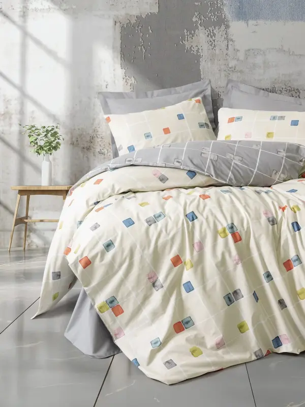 Cotton Box Minimal Single Duvet Cover Set Evo Gray - 1