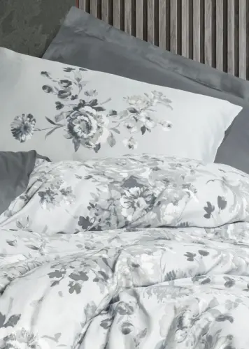 Cotton Box Moale Gray Satin Duvet Cover Set Double - 2