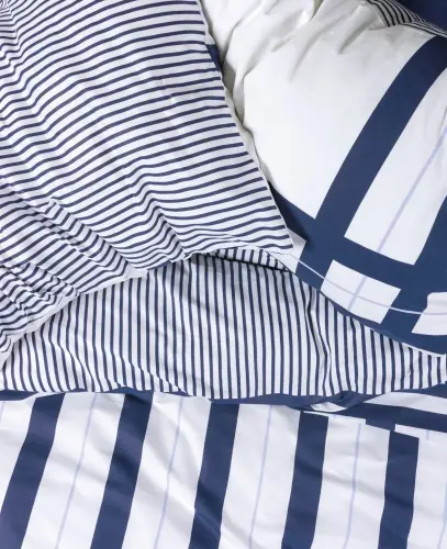 Cotton Box Model Ranforce Single Duvet Cover Set Nifty Navy Blue - 1