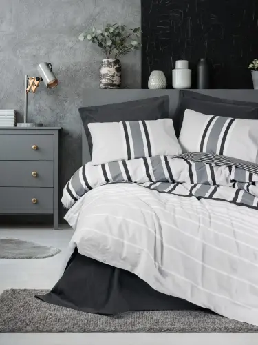 Cotton Box Model Ranforce Single Duvet Cover Set Nobby Anthracite - 1