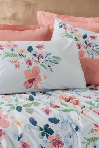 Cotton Box Modeline Çift Kişilik Nevresim Takımı Bluebell Somon - NEVRESIMDUNYASI (1)
