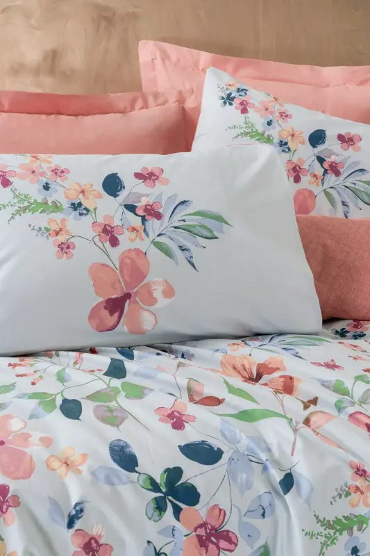 Cotton Box Modeline Çift Kişilik Nevresim Takımı Bluebell Somon - 2