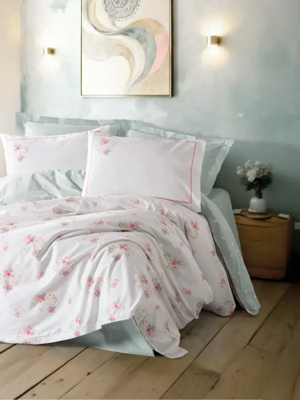 Cotton Box Modeline Çift Kişilik Nevresim Takımı Minty Mint - 1