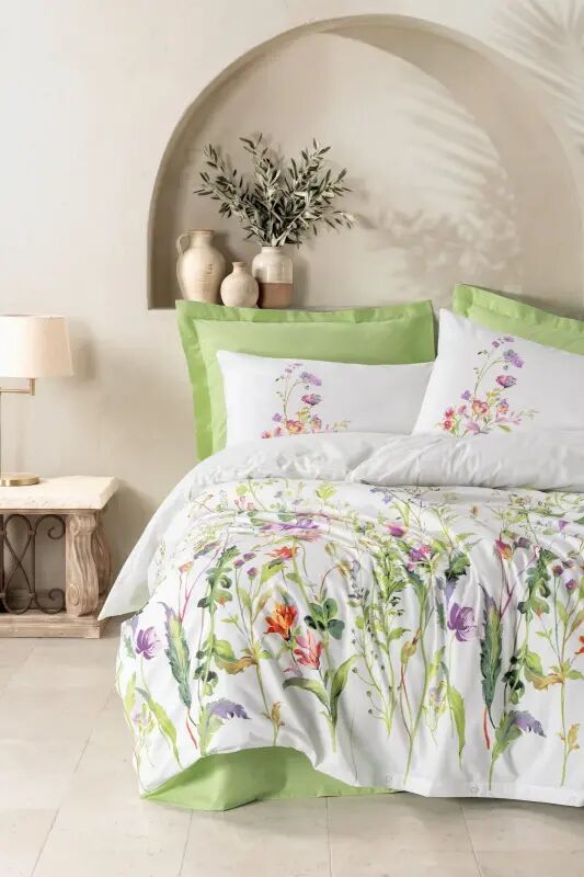 Cotton Box Modeline Ranforce Tek Kişilik Nevresim Takımı Meadow Yeşil - NEVRESIMDUNYASI