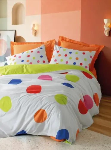 Cotton Box Modeline Tek Kişilik Nevresim Takımı Dotsy Turuncu - 1