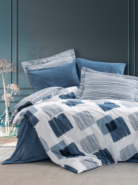 Cotton Box Modern Double Bed Duvet Set Solito Indigo - 8