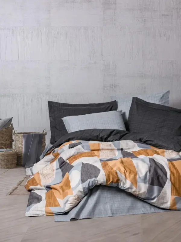 Cotton Box Modern Double Bed Linen Set Giorno Gray - NEVRESIMDUNYASI
