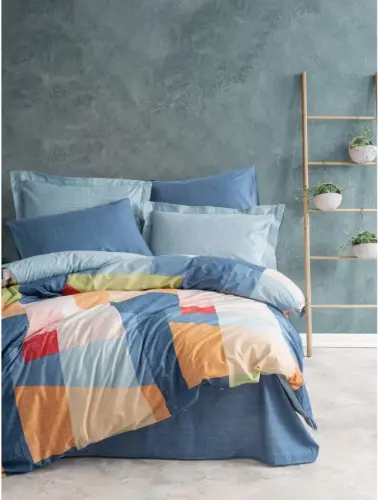 Cotton Box Modern Double Bed Sheet Set Cosy Blue - 1