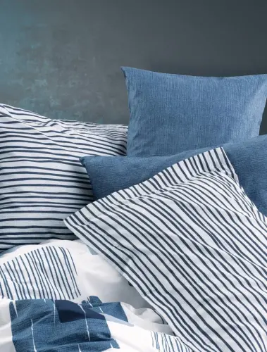 Cotton Box Modern Double Bed Sheet Set Solito Indigo - 3