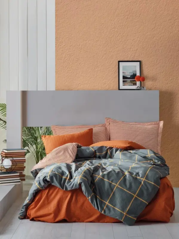 Cotton Box Modern Double Duvet Cover Set Stark Cinnamon - 1