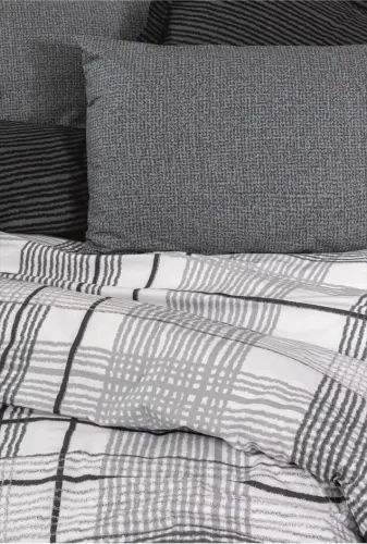 Cotton Box Modern Double Size Duvet Cover Set Will Anthracite - NEVRESIMDUNYASI (1)