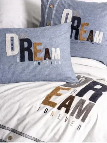 Cotton Box Mood Embroidered Ranforce Double Bed Sheet Set Forever Grey - NEVRESIMDUNYASI (1)