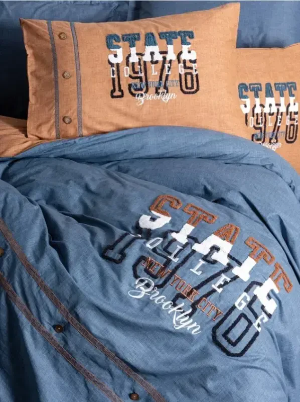 Cotton Box Mood Embroidered Ranforce Double Bed Sheet Set State Cinnamon - 2