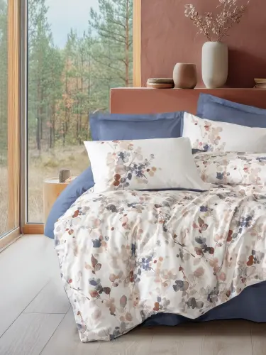 Cotton Box Nebulae Indigo Satin Duvet Cover Set Double - 1