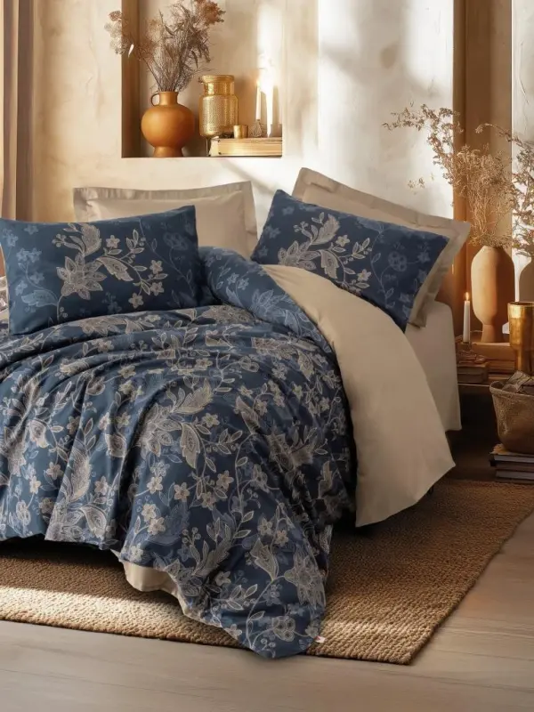 Cotton Box Noctelle Beige Satin Duvet Cover Set Double - NEVRESIMDUNYASI