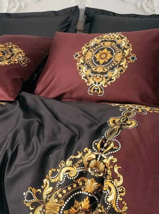 Cotton Box Palace Sateen Double Bed Set Ebren Anthracite - 2