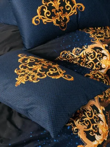 Cotton Box Palace Satin Double Bed Linen Set Incense Blue - 3