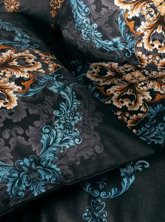 Cotton Box Palace Satin Double Bed Sheet Set Dorhan Black - 1