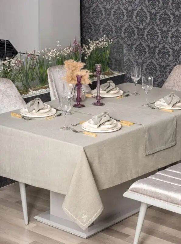 Cotton Box Pera Toprak 8 Piece Linen Tablecloth - 1