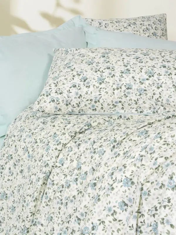 Cotton Box Petite Nola Mint Double Duvet Cover Set - 2
